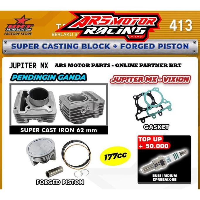 BRAVECOU BLOK PISTON BRT CASTING DOUBLE COOLER MX KING . VIXION . R15 . 62 MM