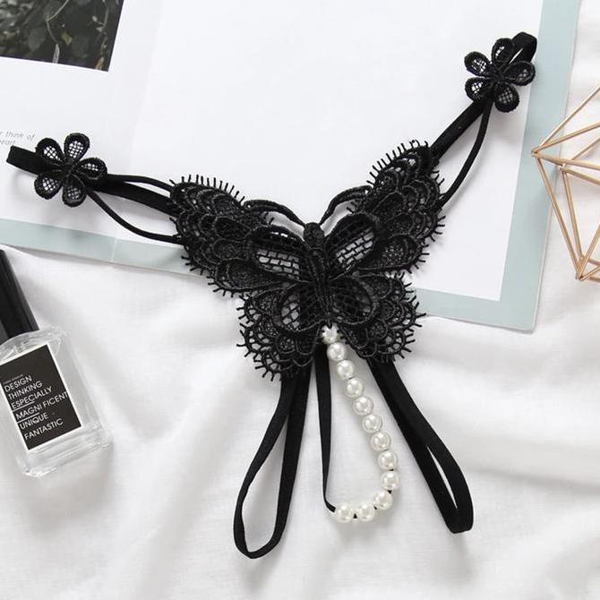 KALGURIO CD Wanita Sexy Nyaman Model Kupu-Kupu Mutiara F315 Lingerie Dewasa Stretch