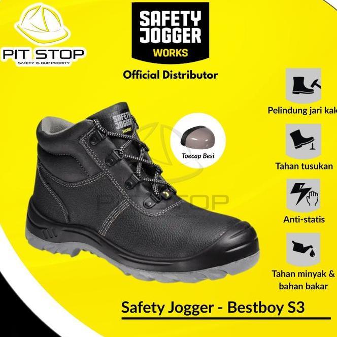 Sepatu Safety Jogger Bestboy S3 Boots Shoes Kerja Proyek Konstruksi Lapangan Kulit Ujung Besi