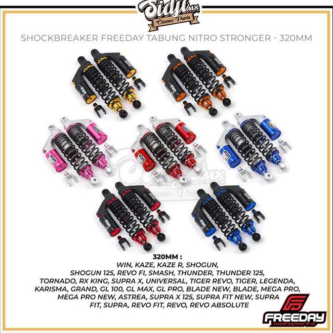 Shockbreaker Bebek FREEDAY Tabung STRONGER Shock Belakang Set 280mm 320mm 340mm Grand Jupiter Fiz R 