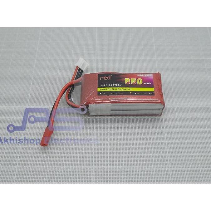 Red Lipo Battrey 850Mah 2S 25C Jst