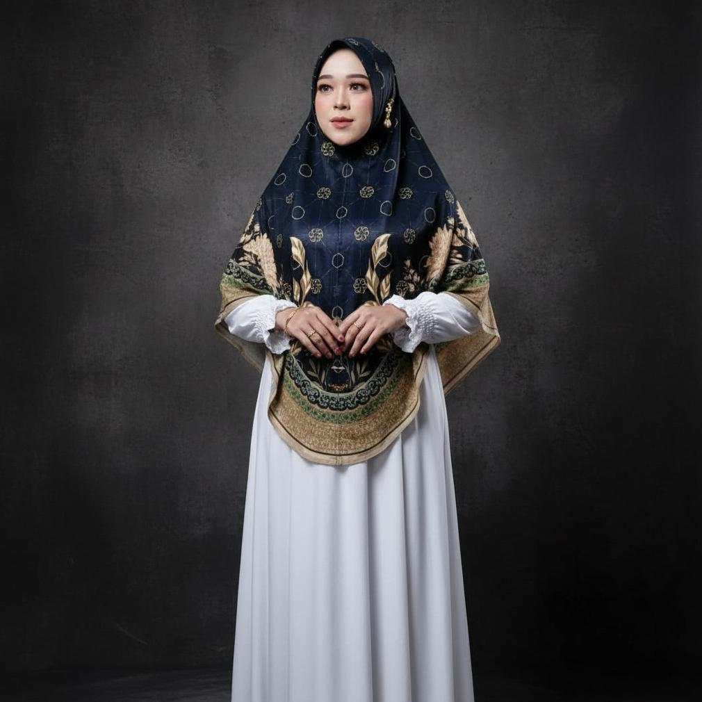 Hemat Hijab Bergo Motif Khaira Printing Jumbo Jersey Premium