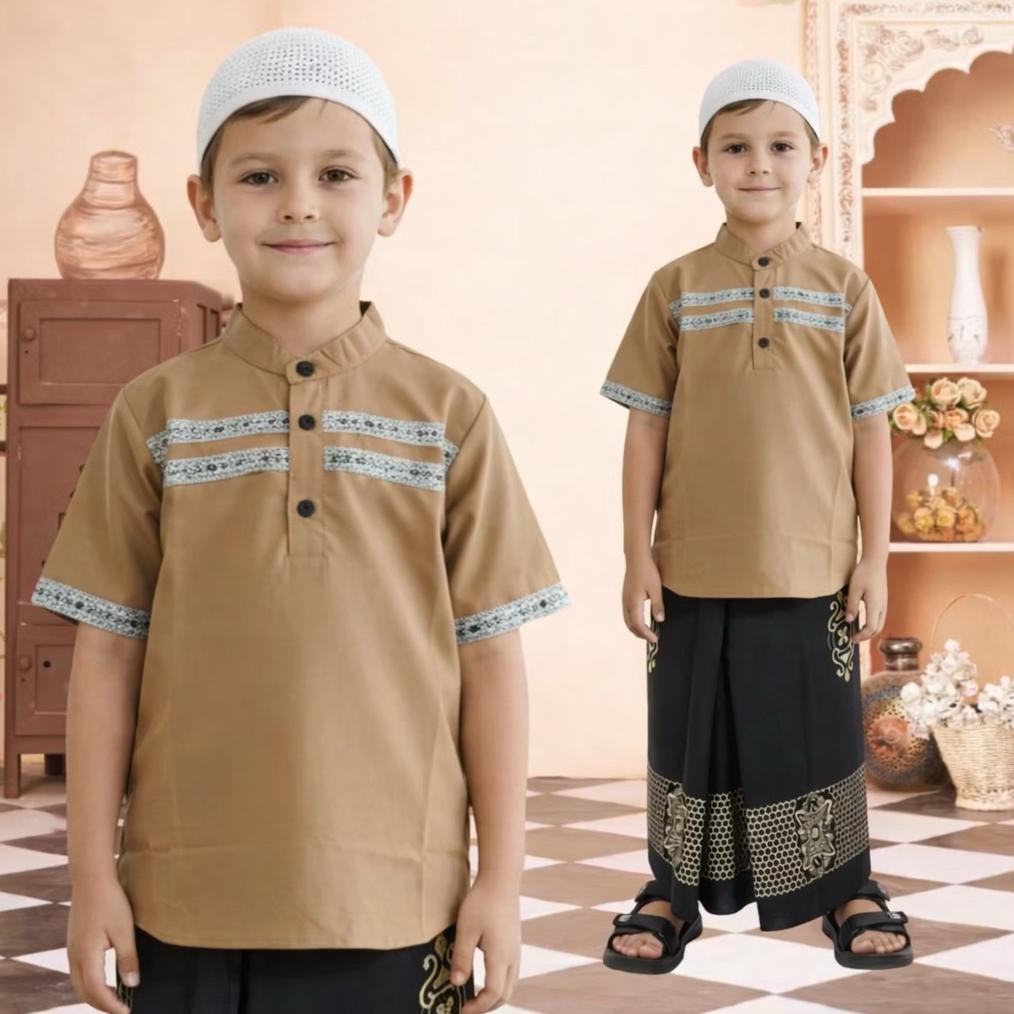Terlaris Free Ongkir Baju  Koko Zehan  3 In 1  Sarung Koko Peci Buat Anak 1-10 Thun Motif Bagus Udah