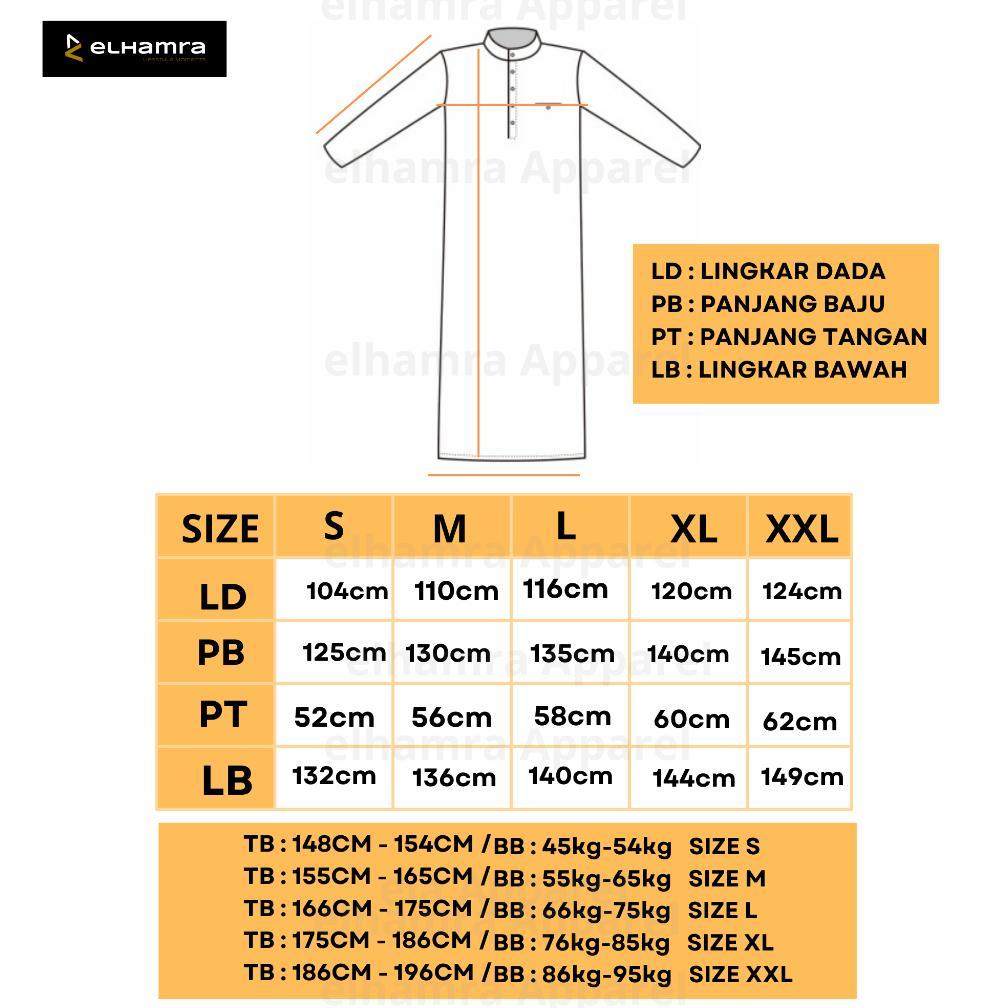 Garansi Elhamra - Jubah Slimfit Dewasa Gamis Pria Kancing Sultan Bahan Toyobo M33B