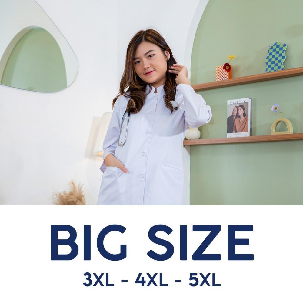 Bagus Lincurt - [Big Size] Baju Perawat Putih Set Klinik Rumah Sakit Unisex Celana/Rok Lengan Panjan