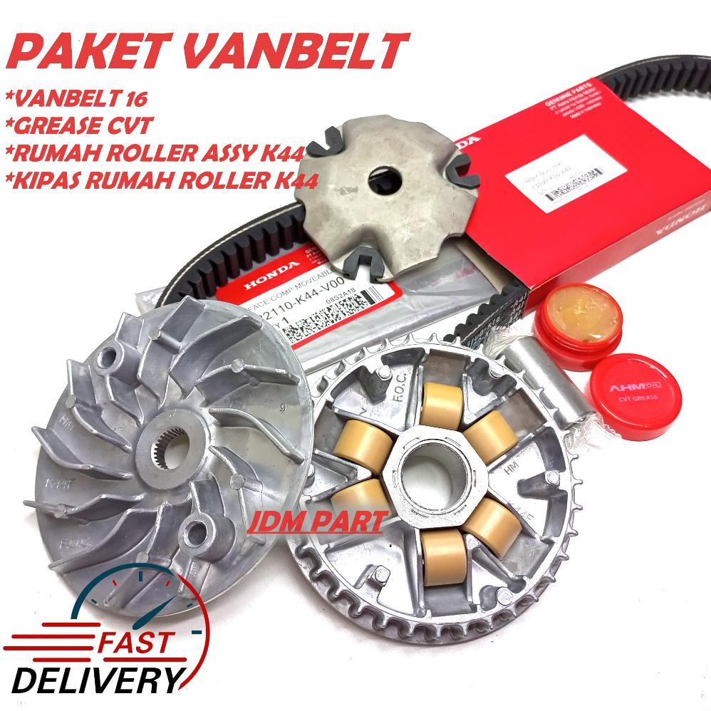 DISKON HEMAT PAKET VANBELT ONLY K16 + RUMAH ROLLER ASSY K44 + KIPAS K44 + GEMUK HONDA/ SCOOPY NEW ES