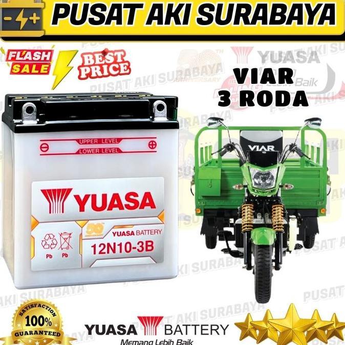 Accu Berkualitas Yuasa 12N10 3B Aki Motor Viar 3 Roda Mercy Genset Strum Ikan Emergency Lamp Thunder