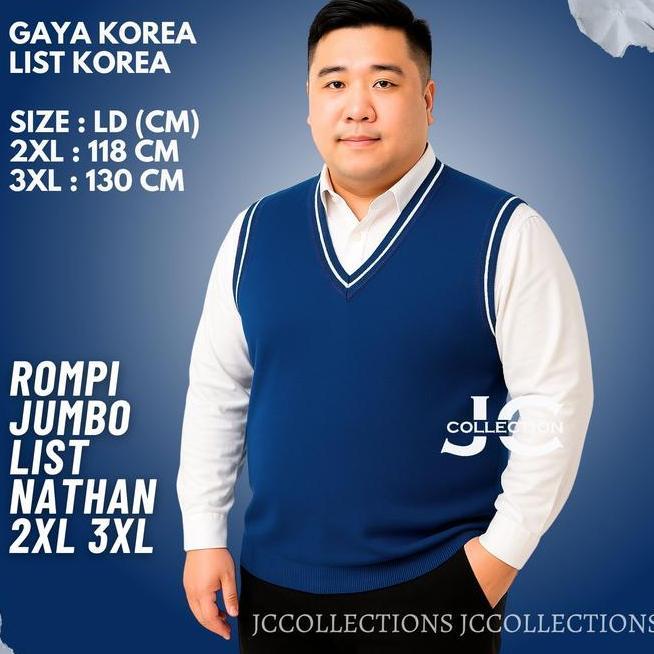 Rompi Vest Rajut Pria Jumbo Size 3Xl Outer Rompi Bsize Knit Vest Gaya Korea Nathann Jumbo Jcs Atasan