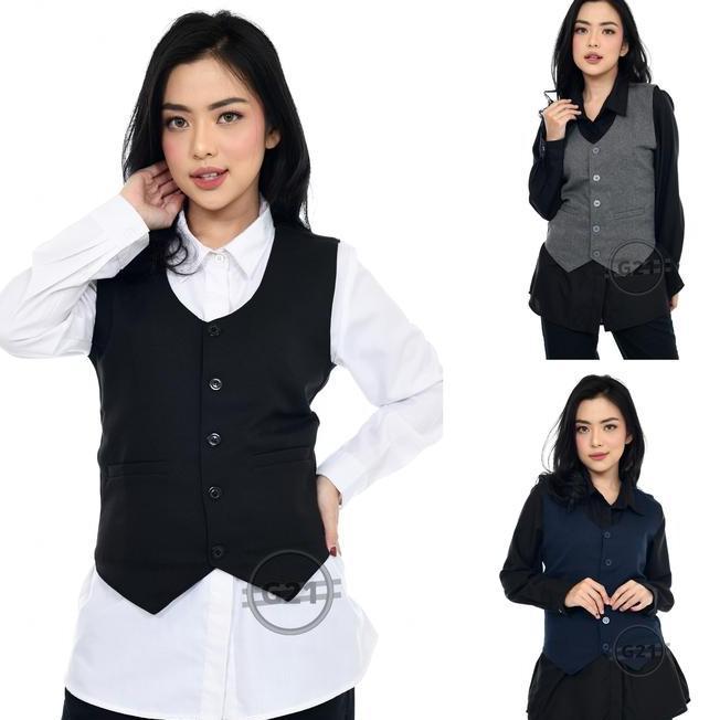 Rompi Vest Jas Wanita Formal Hitam Slimfit Kerja Kantor Hh Quality Rompi Wanita Formal Rompi Vest Wa