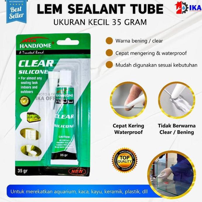 FKINAPE Lem Kaca Silicone Odol Tube Besar 35 gr gram Handsome Lem Kaca / 35 gram Lem Silicon Sealant