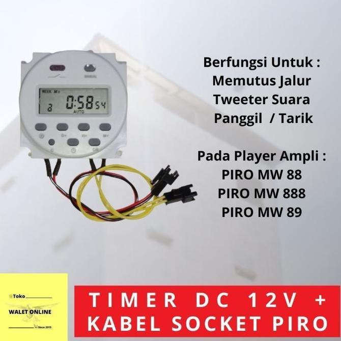 Timer Dc 12V Digital Solder Kabel Socket Timer Ampli Piro Mw 88 888 89 Terbaru