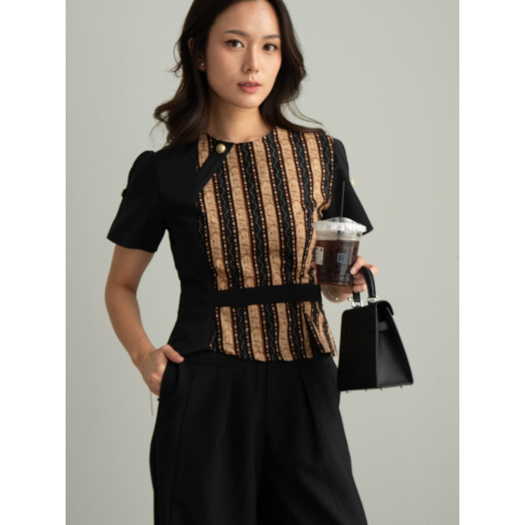 Melvee Batik - Dareza Top - Nusantara Collection - Atasan Wanita Batik Kantor Modern