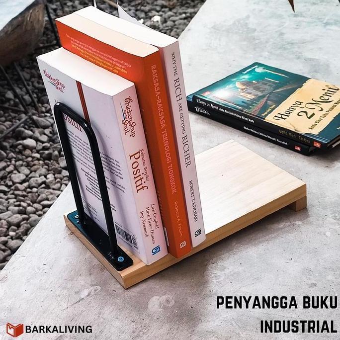 Ebyokurwa- Penyangga Buku Industrial Kayu/ Book Stand/ Book Holder Wadah Buku Sekolah