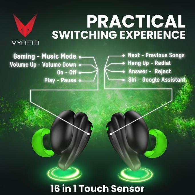 Vyatta Airboom Nitro X TWS Bluetooth Earphone -Gaming 40ms,16in1 Touch