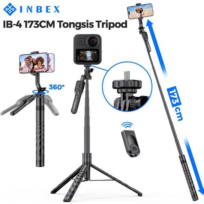 INBEX S03S Tongsis Bluetooth Led Selfie Stick Remote Bright Tripod