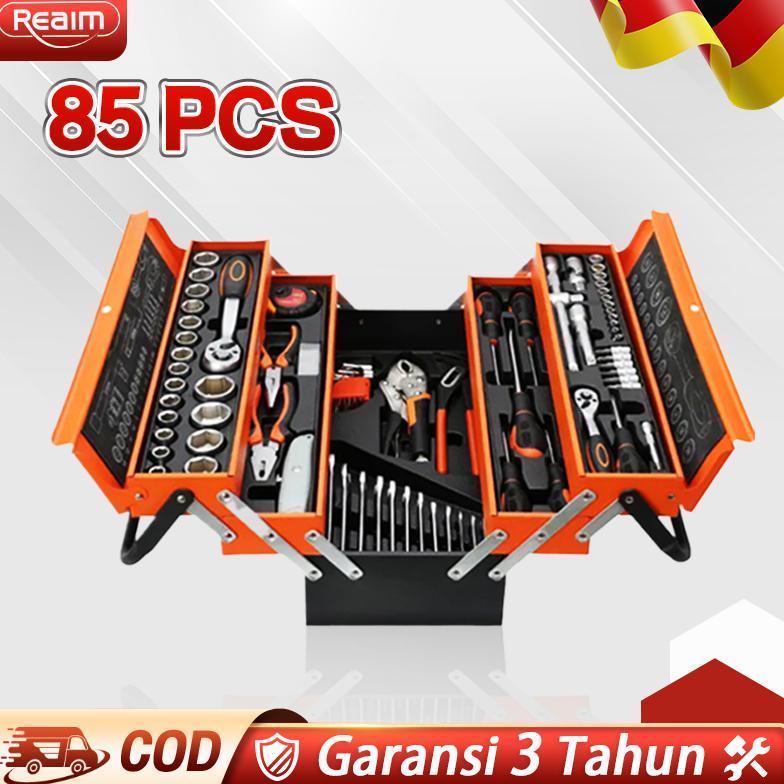 REAIM Tools kit 85PCS Kunci Set Lengkap Tool Box Set Lengkap Tool Box Kunci Shock SetAlatMultifungsi