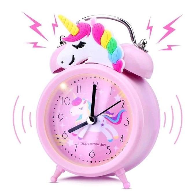 BEBAS ONGKIR - jam weker alarm model classic unicorn untuk anak perempuan