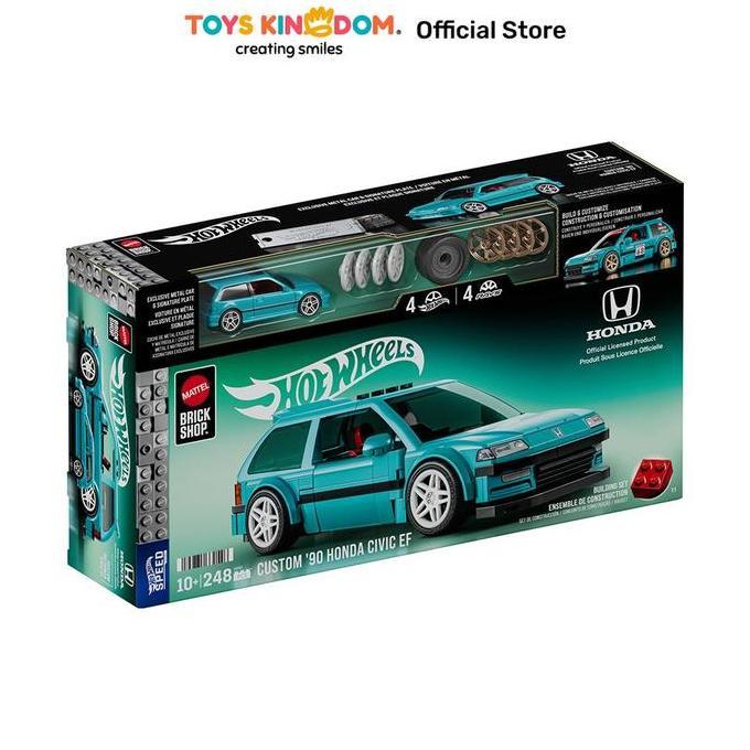 Toys Kingdom Mattel Brick Shop Hot Wheels Custom 90 Honda Civic EF Set 248 pcs - Biru Tosca Balok Su