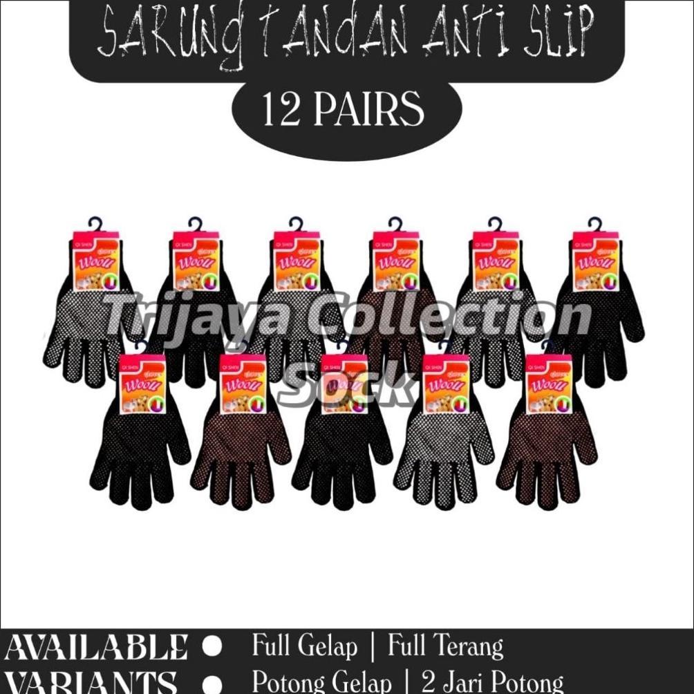 (Grosir) 1 Lusin Sarung Tangan Rajut Antislip