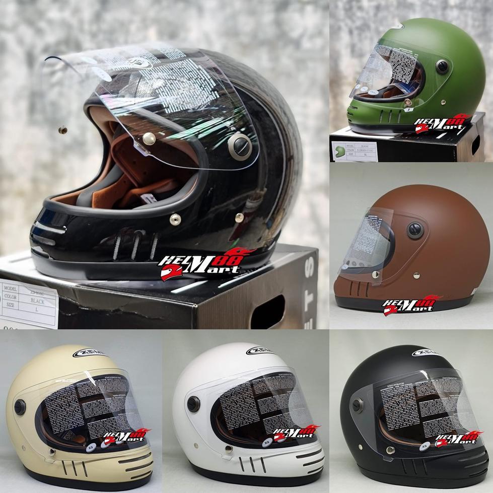 Helm Zeus 816E Cafe Racer Zeus Zs-816e Helm Full Face Vintage 816 with visor