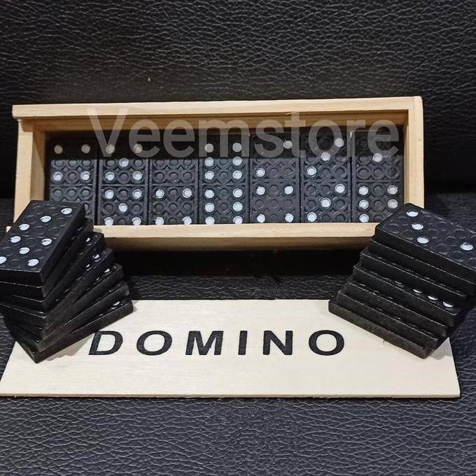 Mainan Kartu Domino Gaple Game Board Plastik Kemasan Kotak Kayu 28pcs