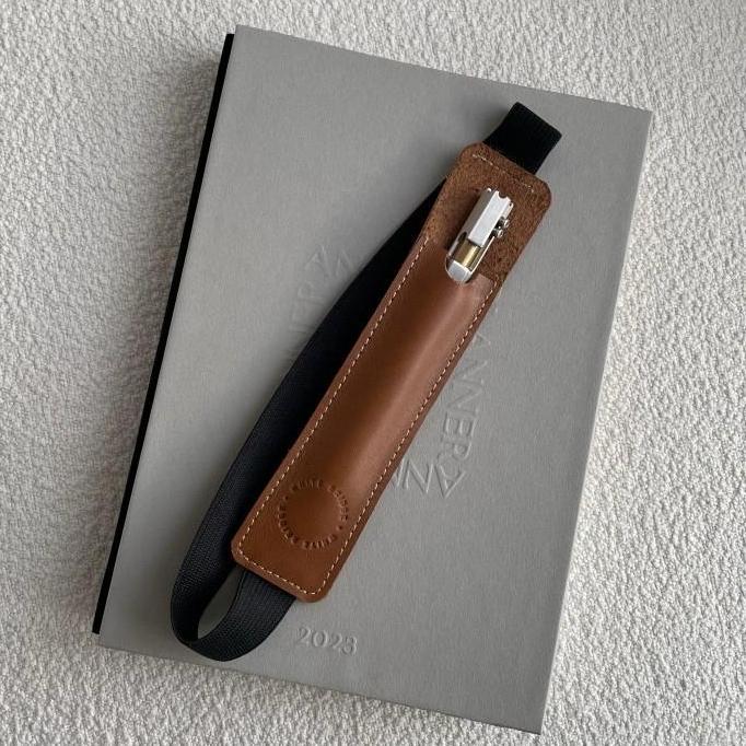 Pen Holder / Tempat Pulpen / Pen Sleeve / Pen Holder Organizer / ERON Leather Pen Holder With Rubber