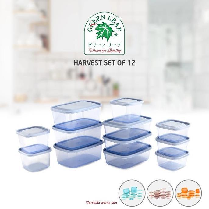 Green Leaf Fresh Set Food Container Kotak Makan Set isi 12 pcs