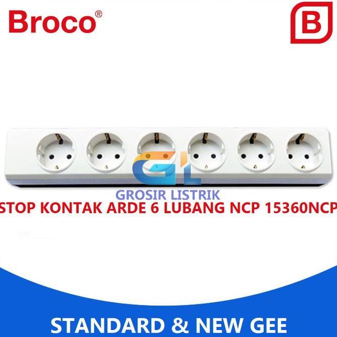 Broco Stop Kontak Arde 6 Lubang Putih 15360-NCP 15360 Ori