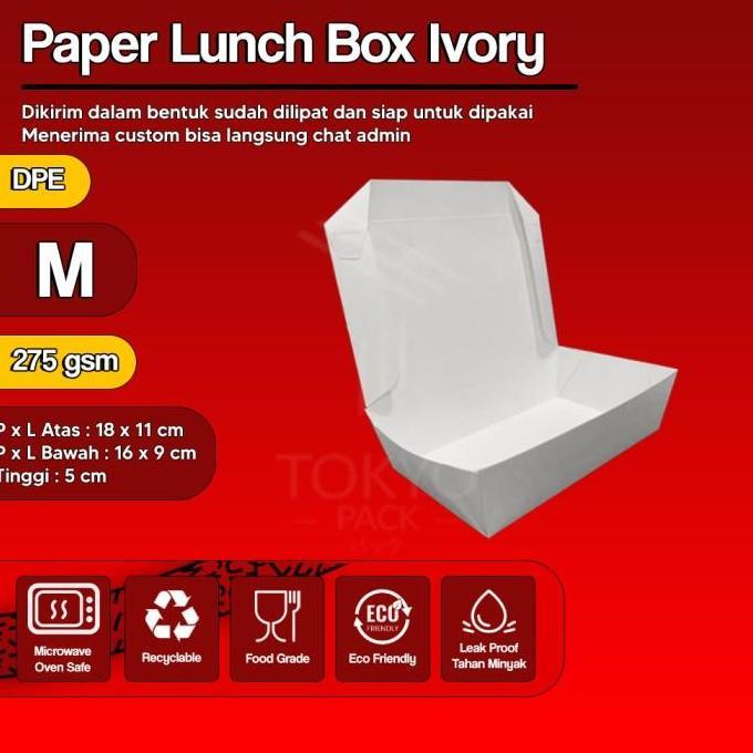 Paper Lunch Box Putih Uk S, M, L - Lunch Box Kertas - Lunch Box Kertas