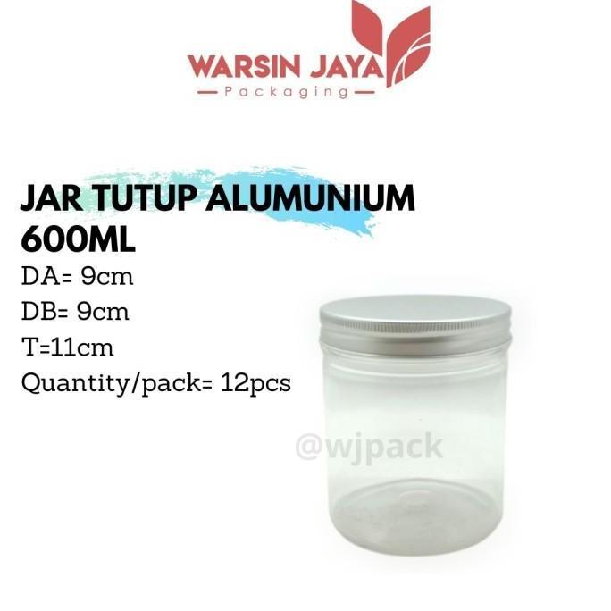 PLASTIK JAR 600ML TUTUP ALUMUNIUM