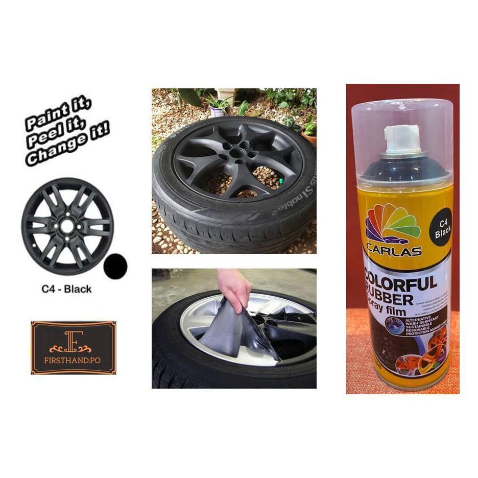 CARLAS RUBBER PAINT C4 BLACK MATE Doff BLACK DOP Cat karet Velg Mobil Motor