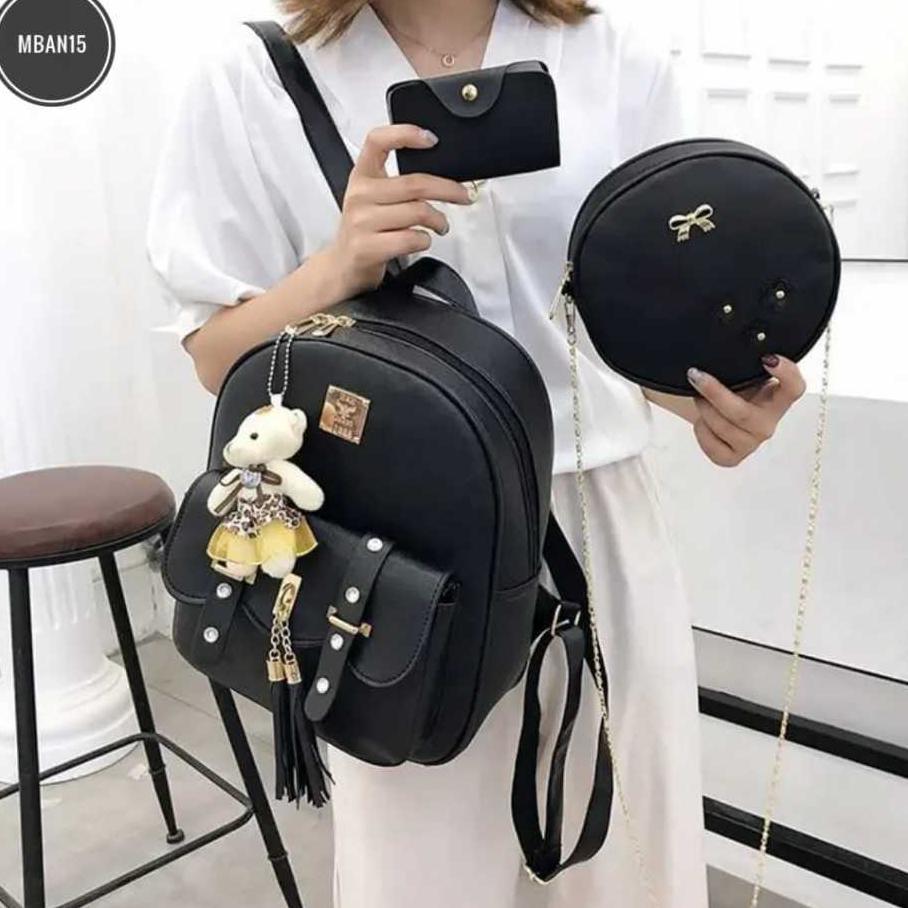 Luis Tas Ransel 3In1 Kulit Sintetis Garis-Garis