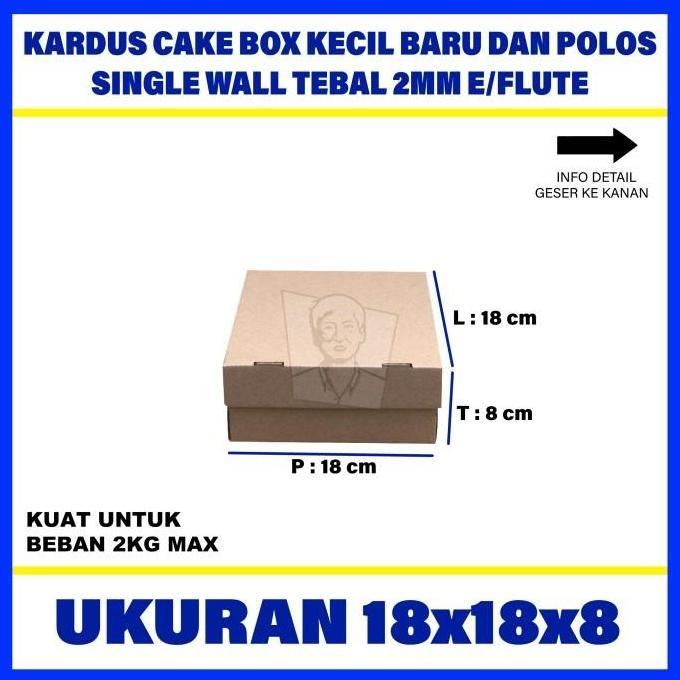 Cake Box / Kardus Karton Box Kue Polos Uk 18x18x8