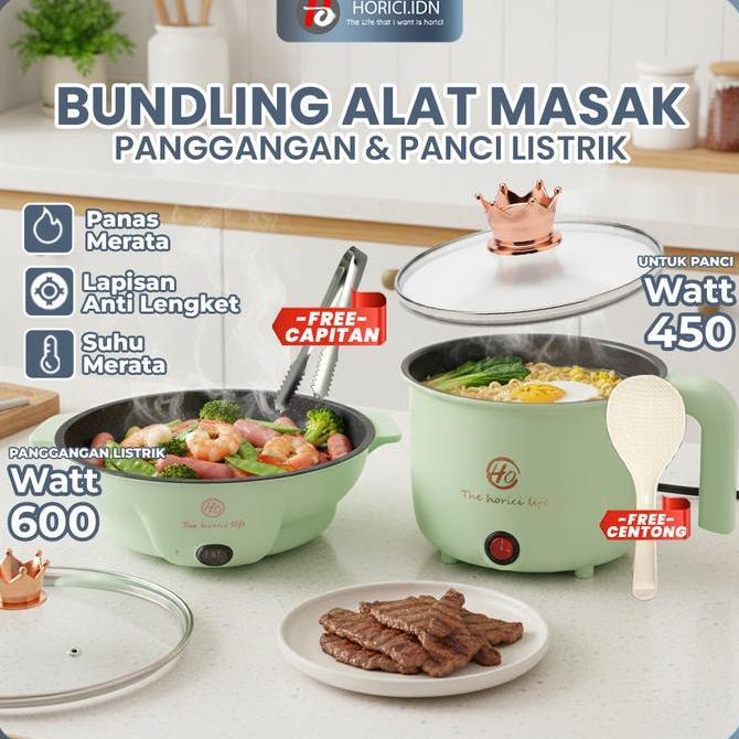 BUY 1 FREE 4 Panggangan Multifungsi BBQ ElektrIK Panci Pemanggang Anti lengket Persegi Panjang Panci