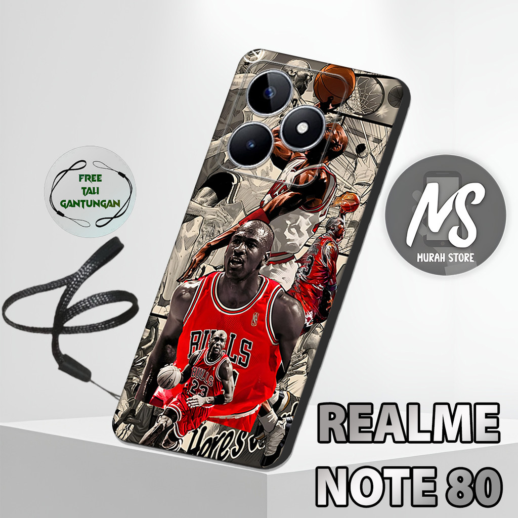 MS36 / Softcase Karet  REALME NOTE 80 + TALI GANTUNGAN HP / Motif Basket / Case Hp REALME NOTE 80 / 