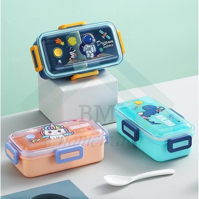 Savepec- Kotak Makan Karakter Lucu Untuk Anak 700Ml / Lunch Box Motif Astronot Unicorn Dino