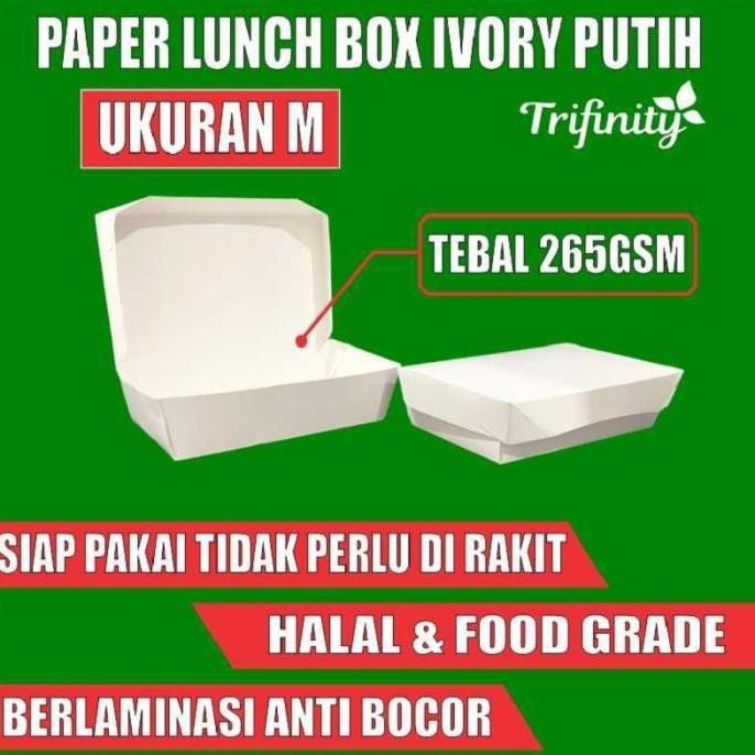 Paper lunch box pack uk M food tray kotak makanan kertas Surabaya