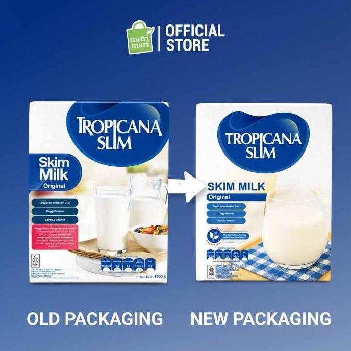Maxmilt- Tropicana Slim Skim Milk Plain 1Kg - Susu Turunkan Kolesterol