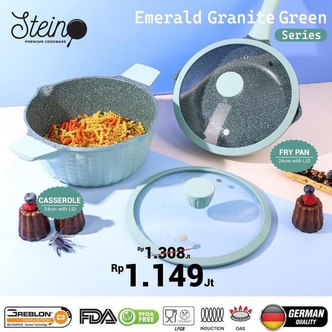 Frypan Casserole Steincookware EMERALD Panci Set Stein Brown