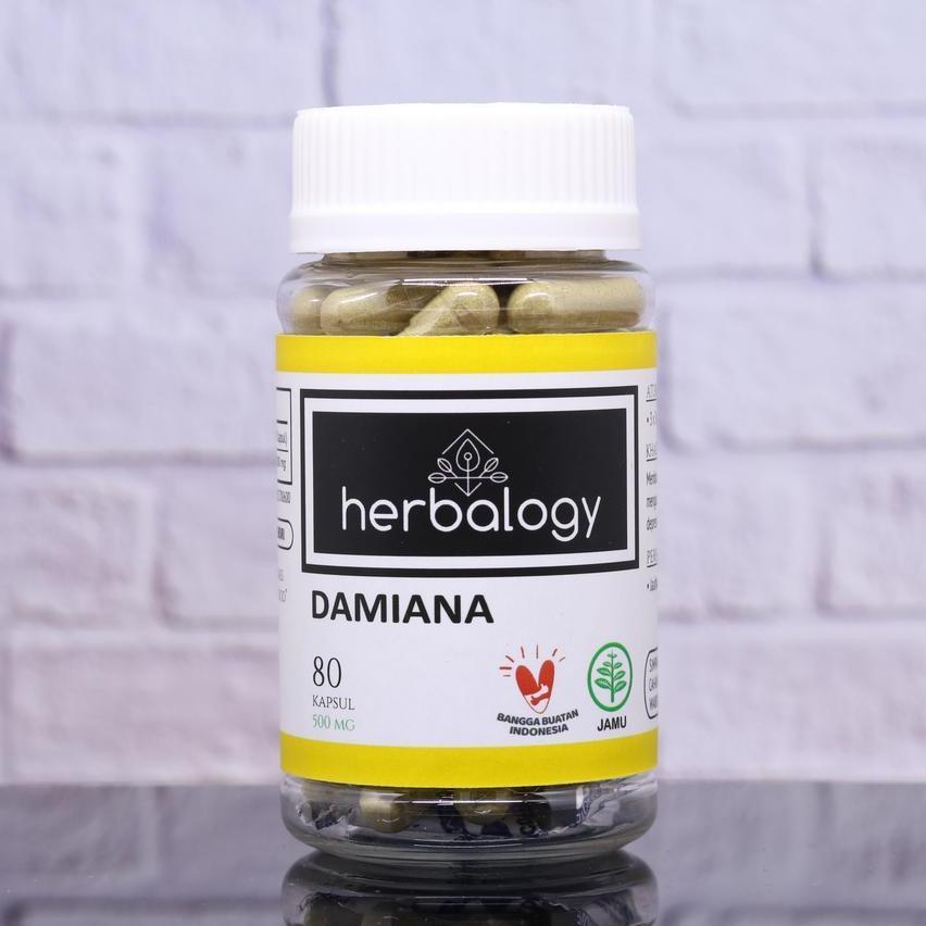 Herbalogy Damiana - 80 Kapsul (Panik Cemas, Bipolar, Ocd, Anxiety, Mood Swing) Obat Herbal, Jamu