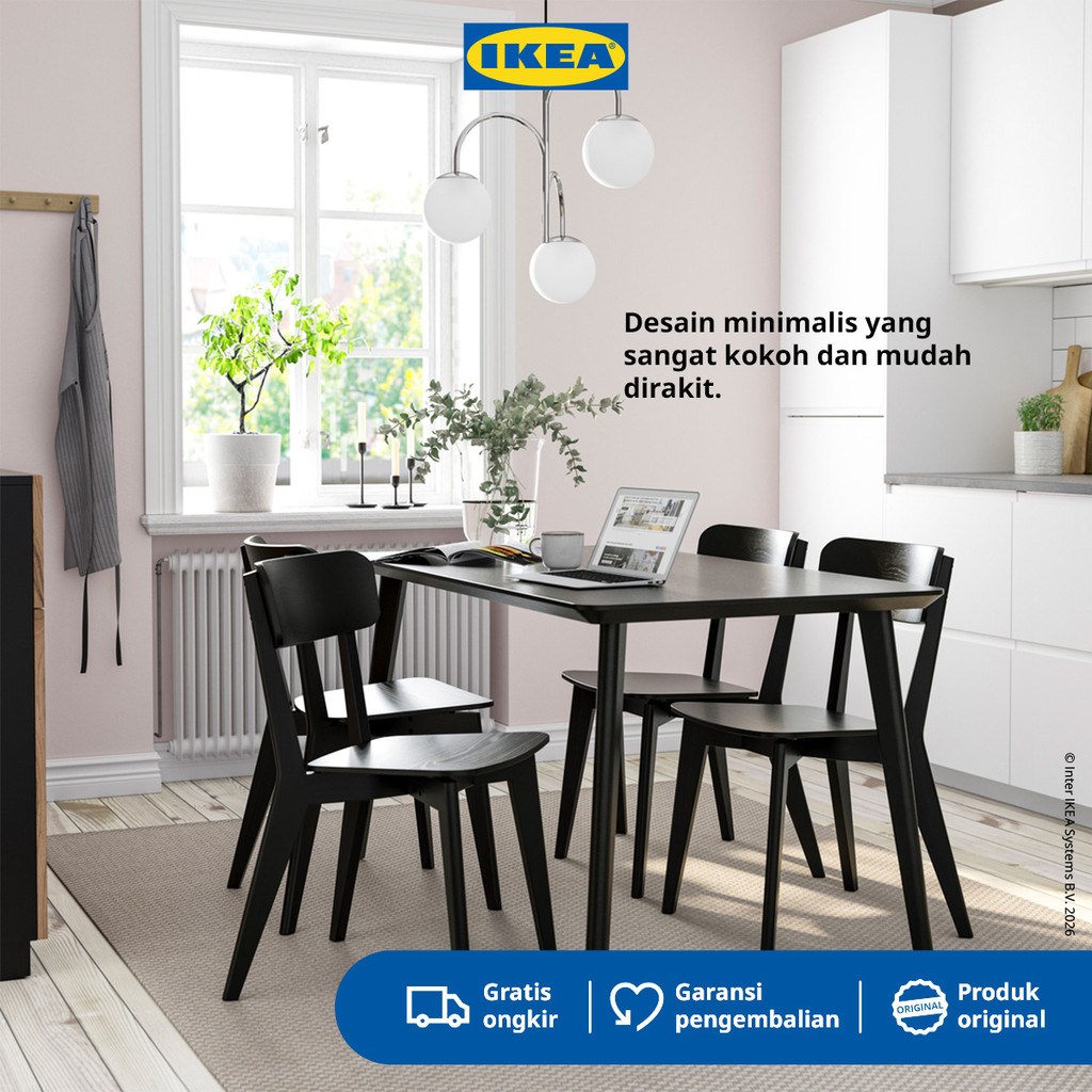 IKEA LISABO Meja Makan Minimalis Hitam 140x78 cm