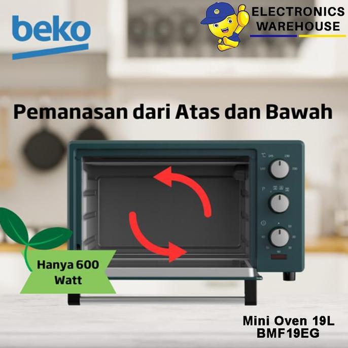 CUCI GUDANG - Beko Mini Oven dan Air Fryer 19L BMF19EG Hijau