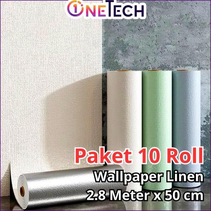 NAUMI (PAKET 10 ROLL) Wallpaper Linen Foam 2,8 Meter Wallpaper Dinding Dekorasi Kamar Hiasan (A12)