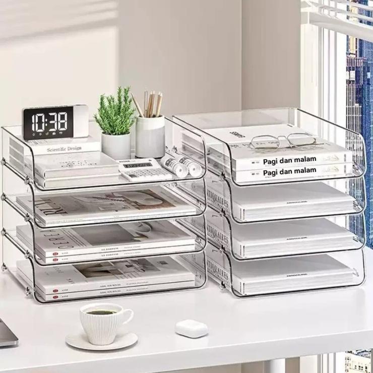 HOT MEITAITAI RAK DOKUMEN TRANSPARAN FILE BOX DOKUMEN RAK BUKU DESK ORGANIZER BOX FILE ORGANIZER  NA