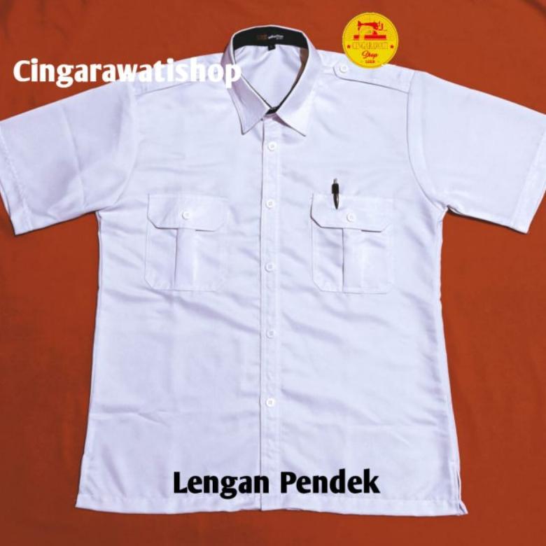 Terlaris Kemeja Pdh Putih Pns Pria Baju Pns Putih Pria Seragam Pns Putih Pria Kerah Dalam Hitam Baju
