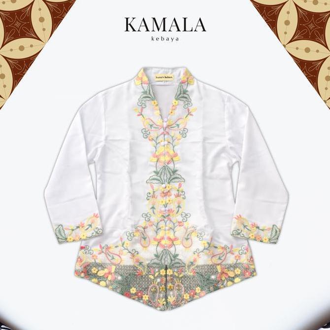 Kebaya Encim Bordir Modern Putih Bordir Warna Lengan Panjang Wisuda Kondangan Kantor Modern Pesta LC