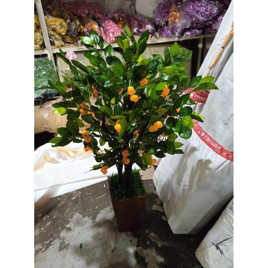 POHON JERUK ARTIFICIAL/POHON HIAS/POHON PLASTIK/BUNGA HIAS tinggi 1m