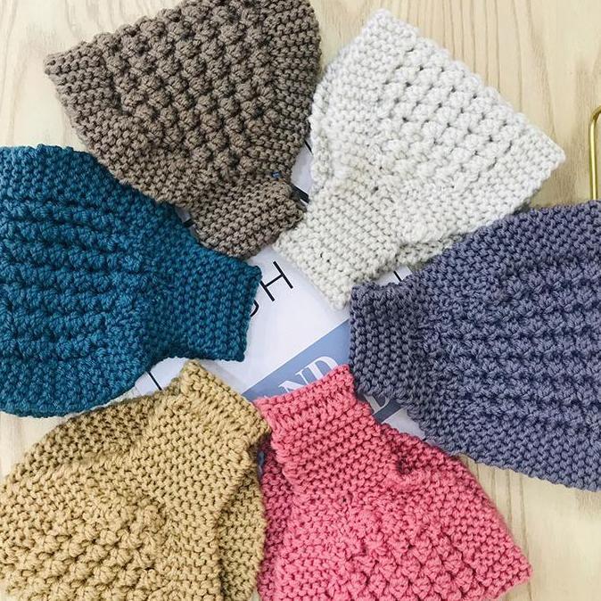Byxt- Bandana Rajutan Wanita Hijab Topi Harian Fashion Dengan Pinggiran Lebar Masker Hiasan Kepala H