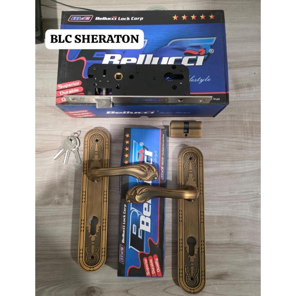 1 Set Kunci Pintu Bellucci SHERATON / Kunci Pintu Besar Bellucci / Handle Bellucci Fullset Model Ant