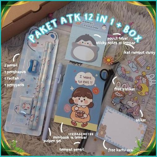 Terlaris Serbagemes88 - Alat Tulis Set 12 In 1 Lengkap / Stationery Untuk  Perlengkapan Alat Tulis /